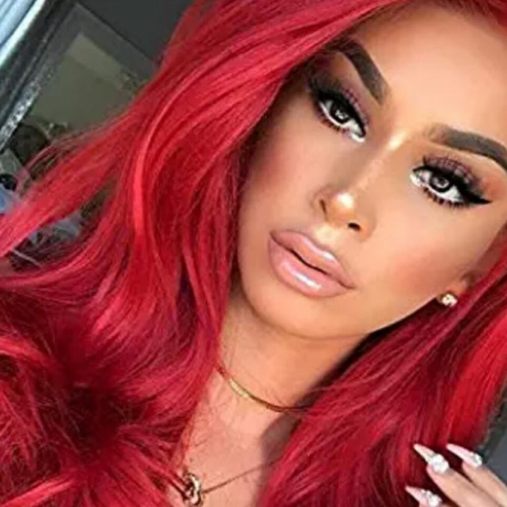 24โ Red Wavy BODY WAVY Lace Front Wig NEW